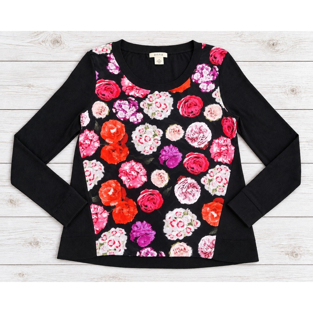 Anthropologie Moth Knit Sweater Silk Front Cardigan Rose Boho Cottagecore Size M